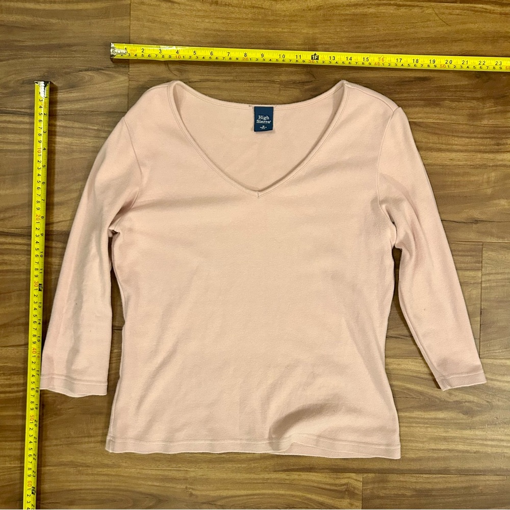 High Sierra Pink Fitted V-Neck 3/4 Sleeve Tee